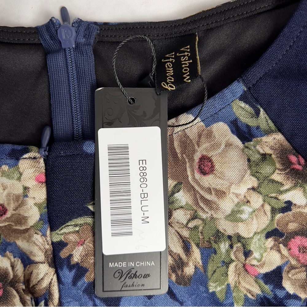 Women’s Multicolor Floral Stretchy Zip Front Top Dress - SZ: Medium - Picture 5 of 8